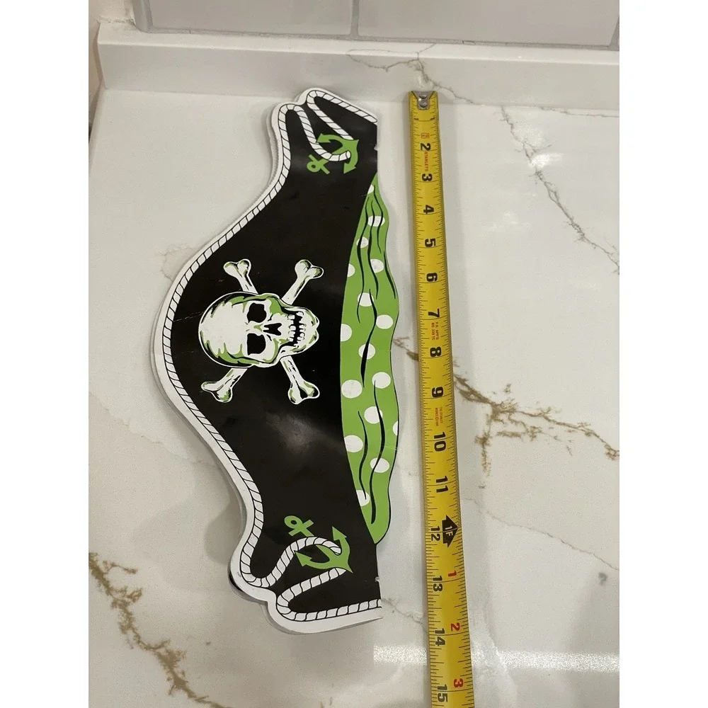 Vintage Halloween‎ Beistle Pirate Black Hat Die Cut Honeycomb Wearable Skull